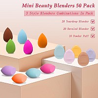 Pletpet 50 Pcs Mini Makeup Sponge Set With 40P Mini Beauty Blender And 10P Finger Powder Puff For Foundation Concealer Cosmetic