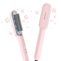 Wavytalk Hair Straightener Brush Ionic Hair Straightening Brush With 6 Temperature Adjust Antiscald Ceramic Straightening Com