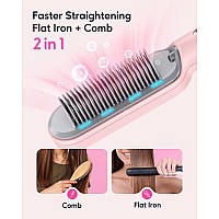 Wavytalk Hair Straightener Brush Ionic Hair Straightening Brush With 6 Temperature Adjust Antiscald Ceramic Straightening Com