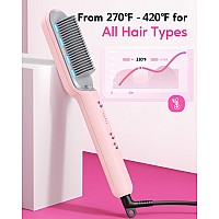 Wavytalk Hair Straightener Brush Ionic Hair Straightening Brush With 6 Temperature Adjust Antiscald Ceramic Straightening Com