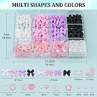 600 Pcs 3D Nail Charms And Flatback Pearls Set 7 4 Colors Nail Bows Charm Pinkwhite Star Heart Moon Cute Nail Jewels 24Mm