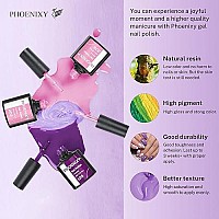 Phoenixy 24 Pcs Gel Nail Polish Set Spring 21 Colors 8Ml Gel Nail Polish Kit With Base Glossy Matte Top Coat Black Gray Red Nai