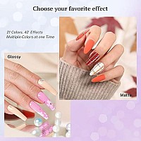 Phoenixy 24 Pcs Gel Nail Polish Set Spring 21 Colors 8Ml Gel Nail Polish Kit With Base Glossy Matte Top Coat Black Gray Red Nai