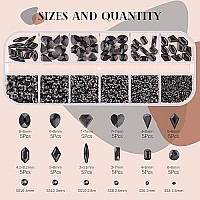 1560Pcs Black Glass Nail Rhinestones 60Pcs Multi Shapes Flatback Gems Crystal 1500Pcs 154Mm Round Beads Manicure Diomand Je