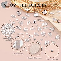 2630Pcs Clear Glass Nail Rhinestones 120Pcs Multi Shapes Flatback Gems Crystal 2510Pcs 154Mm Round Beads With Rhinestones Gl