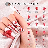 2630Pcs Red Glass Nail Rhinestones 120Pcs Multi Shapes Flatback Gems Crystal 2510Pcs 154Mm Round Beads Manicure Diomand Jew