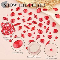 2630Pcs Red Glass Nail Rhinestones 120Pcs Multi Shapes Flatback Gems Crystal 2510Pcs 154Mm Round Beads Manicure Diomand Jew