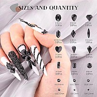 2630Pcs Black Glass Nail Rhinestones 120Pcs Multi Shapes Flatback Gems Crystal 2510Pcs 154Mm Round Beads With Rhinestones Gl