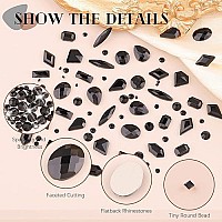 2630Pcs Black Glass Nail Rhinestones 120Pcs Multi Shapes Flatback Gems Crystal 2510Pcs 154Mm Round Beads With Rhinestones Gl