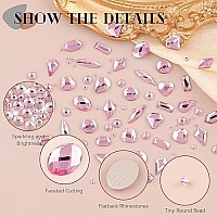 2630Pcs Pink Glass Nail Rhinestones 120Pcs Multi Shapes Flatback Gems Crystal 2510Pcs 154Mm Round Beads Manicure Diomand Je