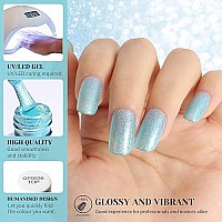 Tutuyu Mermaid Glitter Blue Gel Nail Polish 15Ml Uvled Soak Off Sparkly Shimmer Light Blue Gel Polish For Manicure Salon Or Diy