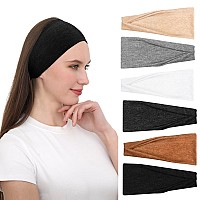 Ritoper Headbands For Women Non Slip Wide Workout Headbands Cotton Black White Head Bands Hair Bands For Womens Hair Thick He