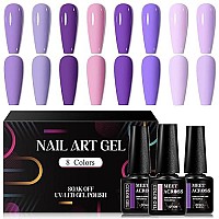 Meet Across Purple Gel Nail Polish Set 8 Colors Purple Pastel Pink Lavender Gel Polish Soak Off Grape Lilac Violet Gel Nail Art