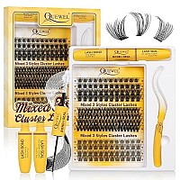 Quewel Lash Clusters Kit Multitype Mixed Eyelash Clusters 176Pcs With Lash Bond And Seal Cluster Lashes Tweezers Diy Lash Ext