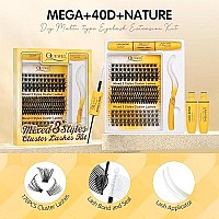 Quewel Lash Clusters Kit Multitype Mixed Eyelash Clusters 176Pcs With Lash Bond And Seal Cluster Lashes Tweezers Diy Lash Ext