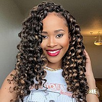 Toyotress Ocean Wave Crochet Hair 12 Inch 8 Packs Brown Blonde Highlight Ocean Wave Braiding Hair Beach Curl Deep Twist Water