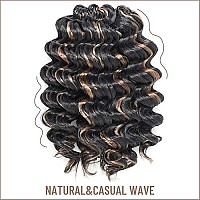 Toyotress Ocean Wave Crochet Hair 12 Inch 8 Packs Brown Blonde Highlight Ocean Wave Braiding Hair Beach Curl Deep Twist Water