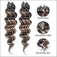 Toyotress Ocean Wave Crochet Hair 12 Inch 8 Packs Brown Blonde Highlight Ocean Wave Braiding Hair Beach Curl Deep Twist Water