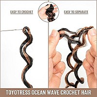 Toyotress Ocean Wave Crochet Hair 12 Inch 8 Packs Brown Blonde Highlight Ocean Wave Braiding Hair Beach Curl Deep Twist Water