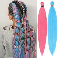 Run Shui Light Bluepink Pre Stretched Braiding Hair 2 Packs Pre Feathered Braid Hair Extensions 30 Inches Kanekalon Hair Braids