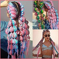 Run Shui Light Bluepink Pre Stretched Braiding Hair 2 Packs Pre Feathered Braid Hair Extensions 30 Inches Kanekalon Hair Braids