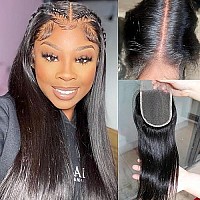 Mnador 5X5 Skinlike Real Hd Lace Closure Straight Human Hair 0095Mm Ultrathin Hd Lace Closure With Tiny Knots Brazilian Virgin