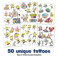 Savvi 50 Spongebob Temporary Tattoos Skinsafe Ink Great For Birthday Parties Gifts For Boys And Girls Ages 412 Made In