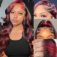 Keepme Burgundy Lace Front Wigs Human Hair 1B99J Highlight Wig Human Hair 13X4 Body Wave Lace Front Wigs Human Hair Pre Plucked