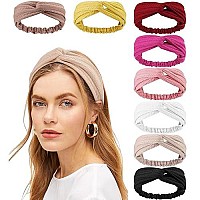 Dreshow Headbands Twist Knotted Women Head Bands Boho Stretchy Hair Bands Non Slip For Girls Criss Cross Head Wrap Turban Plain