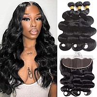 Body Wave Human Hair Bundles With Frontal 20 22 2418 Frontal 12A Human Hair Bundles With Closure 13X4 Lace Frontal With Body