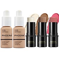 Phoera Foundation 3 Pcs Contour Stick Makeup Kit Shades With Highlighter Stick Blush Stick And Bronzer Contour Phoera Makeup104