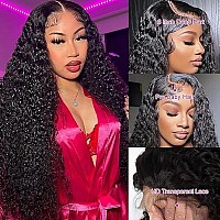 Amskdum 13X6 Deep Wave Lace Front Wigs Human Hair Hd Transparent Glueless Wigs Human Hair 200 Density Pre Plucked Deep Curly La