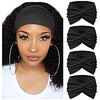 Dreshow Extra Wide Headbands For Women Cotton Turban Knotted Bandana Head Bands Non Slip Boho Hair Accessories For Sports Yoga