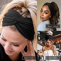 Dreshow Extra Wide Headbands For Women Cotton Turban Knotted Bandana Head Bands Non Slip Boho Hair Accessories For Sports Yoga