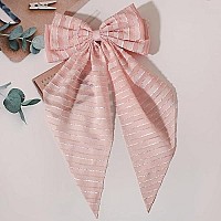 Furling Pompoms Hair Clip Hair Bow Clip For Women 6 Pieces Large Hair Bows With Long Tail Tulle Striped And Ribbon Bows Sui