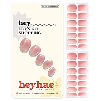 Heyhae Semi Cured Gel Nail Strips Sun Cured Gel Nail Wraps No Led Lamp Needed Easy Apply Remove Includes 28 Strips 1 Prep