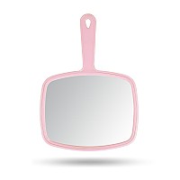 Gladmart Hand Mirror Salon Barber Hairdressing Handheld Mirror With Handle Square Pink 74 X 103 Inches