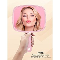 Gladmart Hand Mirror Salon Barber Hairdressing Handheld Mirror With Handle Square Pink 74 X 103 Inches