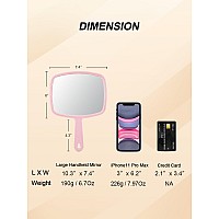 Gladmart Hand Mirror Salon Barber Hairdressing Handheld Mirror With Handle Square Pink 74 X 103 Inches