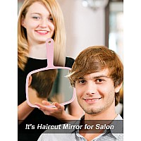 Gladmart Hand Mirror Salon Barber Hairdressing Handheld Mirror With Handle Square Pink 74 X 103 Inches