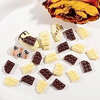 Weilusi 50Pcs Chocolate Kawaii Nail Charms Resin Flatback Ice Cream Nail Charms Cute Fake Candy Charms For Acrylic Nails Diy Cra