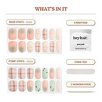 Heyhae Semi Cured Gel Nail Strips Sun Cured Gel Nail Wraps No Led Lamp Needed Easy Apply Remove Includes 28 Strips 1 Prep