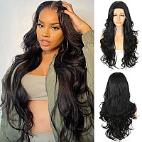 Sapphirewigs 13 4 Body Wave Lace Front Wig For Women Highlight Ash Blonde With White Tips Pre Plucked Hairline Long Wavy Synthe