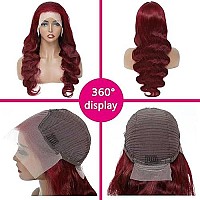 Candeas 28 Inch 99J Burgundy Lace Front Wigs Human Hair 180 Density 13X4 Hd Lace Front Wigs Human Hair Body Wave Lace Front Wig