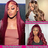 Candeas 28 Inch 99J Burgundy Lace Front Wigs Human Hair 180 Density 13X4 Hd Lace Front Wigs Human Hair Body Wave Lace Front Wig