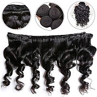 Releek Human Hair Bundles With Closure 18 20 22 2416