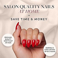 Glamnetic Press On Nails Fiery Red Opaque Bright Red Short Almond Fake Nails Reusable 15 Sizes 30 Nail Kit