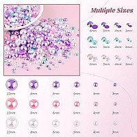 80G Flatback Pearls And Rhinestones For Crafting Pink Purple Mixed Size 310Mm Resin Rhinestones And Half Pearls For Bedazzling