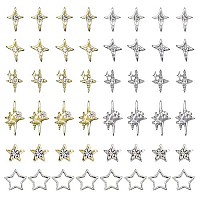 Qiipii 48Pcs Star Nail Charms For Acrylic Nails 3D Silver Golden Stars Nail Rhinestones Nail Gems Jewels Pentagram Cute Crystal