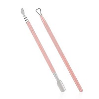 2Pcs Cuticle Pusher And Cutter With Storage Case Professional Cuticle Pusher Nail Polish Remover Stainless Steel Manicure Tool S